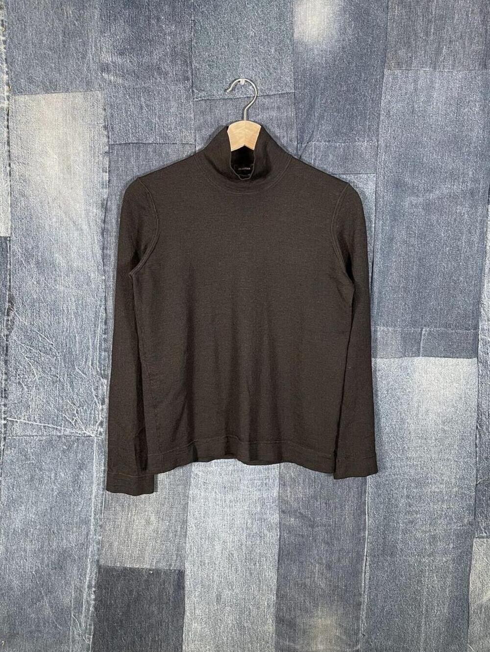 Black Jill Sander Wool/Silk Mockneck Long Sleeve Small 17X21